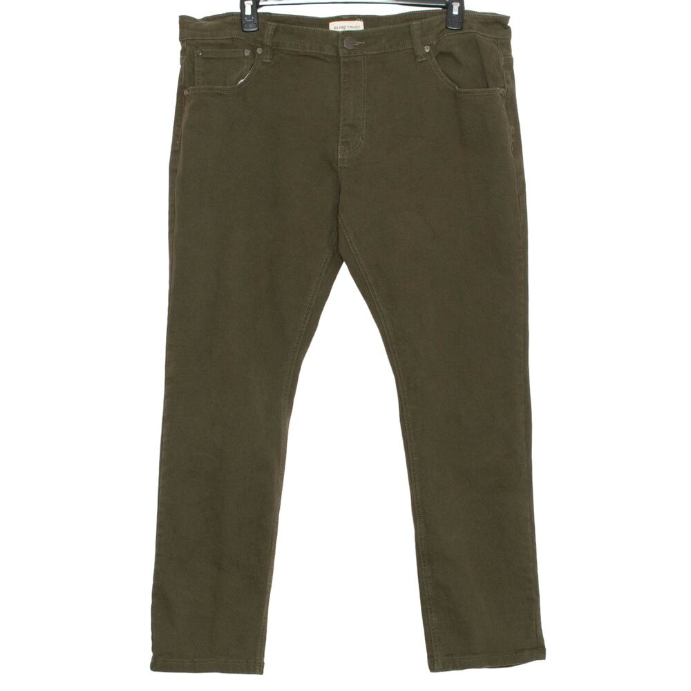 Blind Trust Mens Jeans Straight Gorpcore Workwear Americana Olive Green 42x32